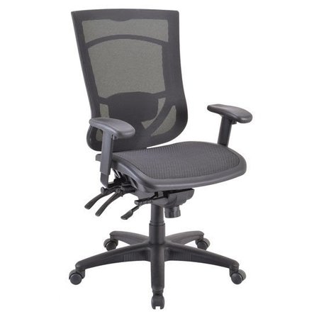 OFFICESOURCE CoolMesh Pro All Mesh, Multi-Function, High Back Chair with Adjustable Arms and Black Frame 8014ASNSMBK